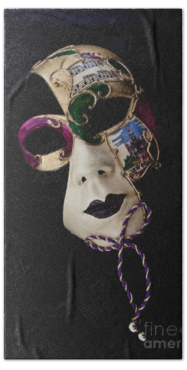 Mask Beach Towel featuring the photograph Mardi Gras Mask by Linda Bianic