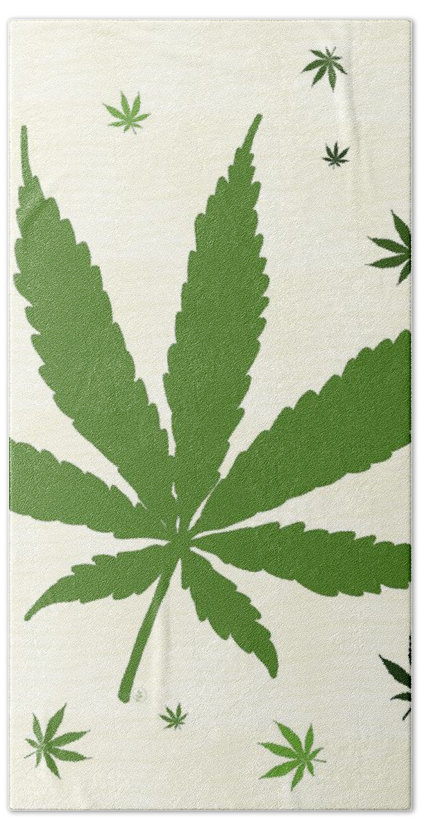Cannabis Beach Towel featuring the digital art Marijuana Leaf Art by Angie Tirado