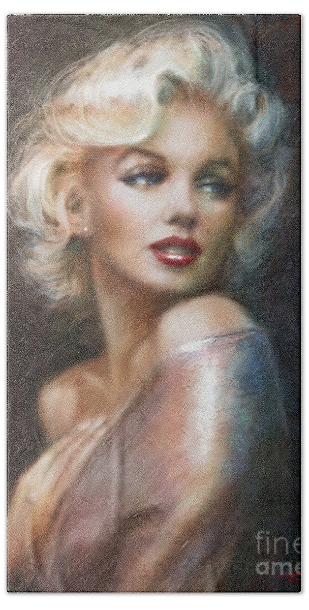 Theo Danella Beach Towel featuring the painting Marilyn WW soft by Theo Danella