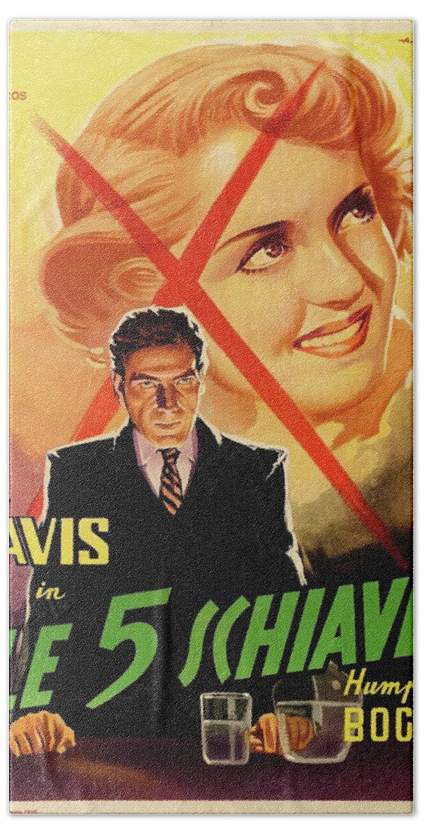 Synopsis Beach Towel featuring the mixed media ''Marked Woman'', 1937 - art by Alfredo Capitani by Movie World Posters