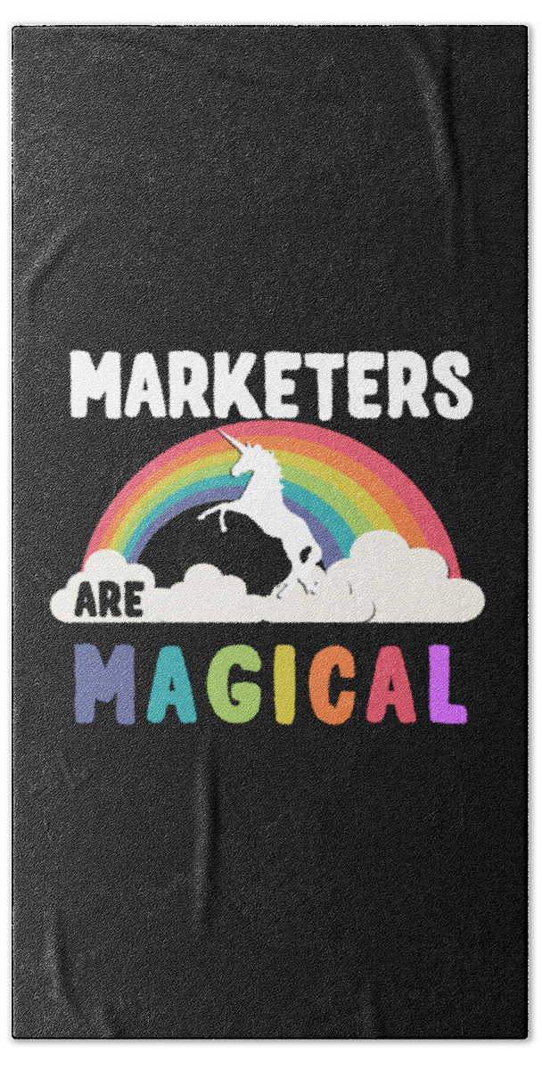 Funny Beach Towel featuring the digital art Marketers Are Magical by Flippin Sweet Gear