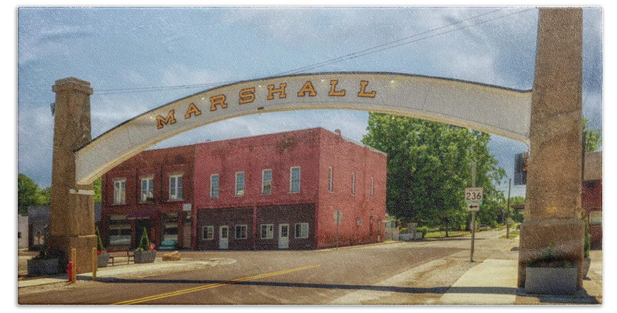 Marshall Arch Beach Towel featuring the photograph Marshall Arch - Parke County, Indiana by Susan Rissi Tregoning
