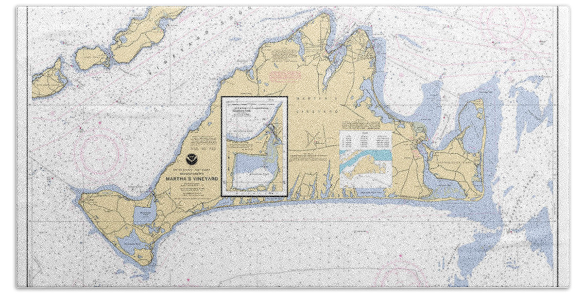 Cape Cod Beach Sheet featuring the digital art Martha's Vineyard Island Massachusetts chart 13233A, NOAA Chart 13233 by Nautical Chartworks