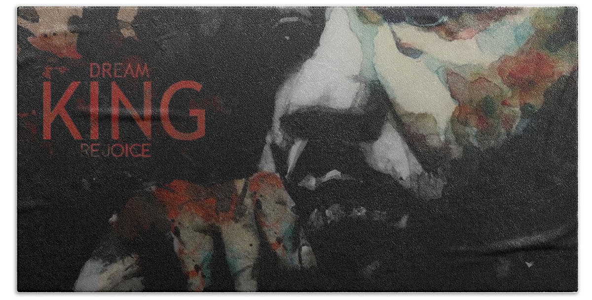 Martin Luther King Beach Towel featuring the painting Martin Luther King _ KING by Paul Lovering