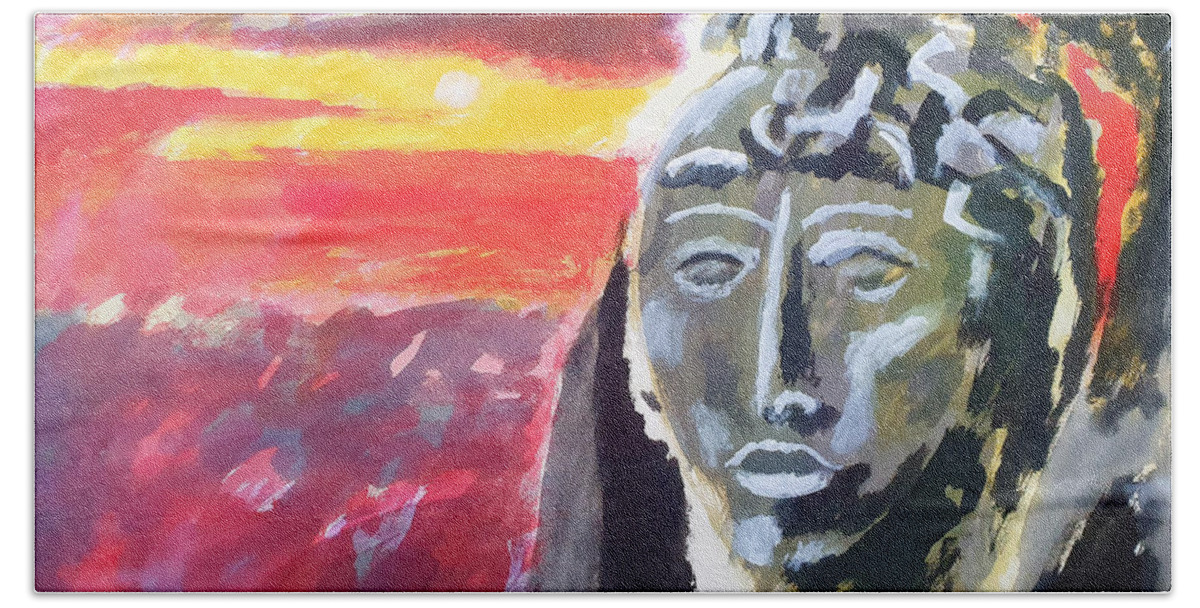 Maya Beach Sheet featuring the painting Maya Sunset by Enrico Garff