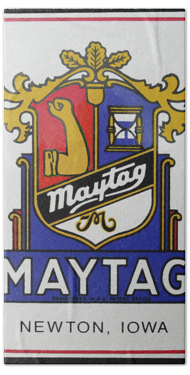Maytag Beach Towel featuring the photograph Maytag antique sign by Flees Photos