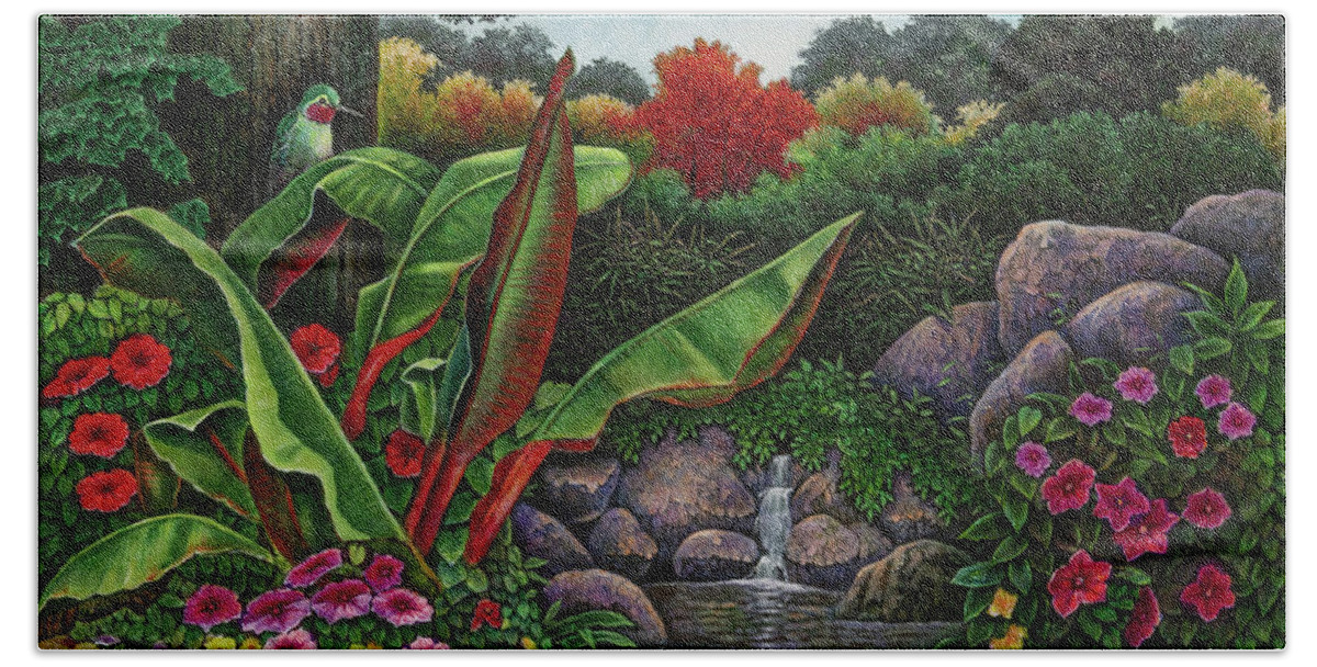 Humming Bird Beach Towel featuring the painting Meadow Brook by Michael Frank