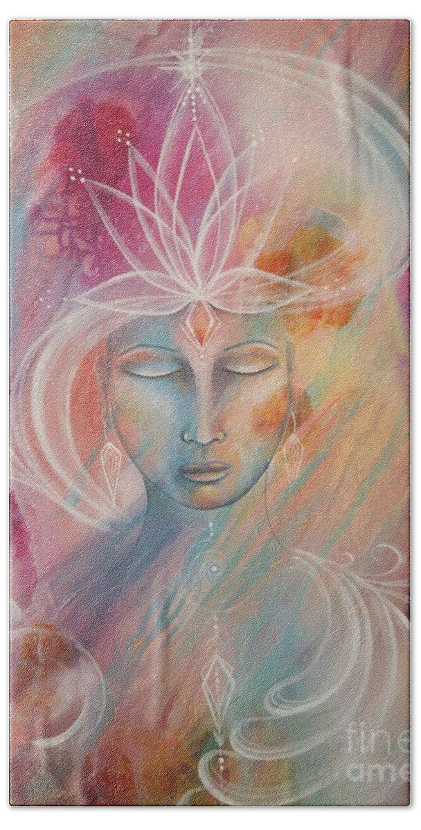 Painting Beach Towel featuring the painting Meditation 4 by Reina Cottier
