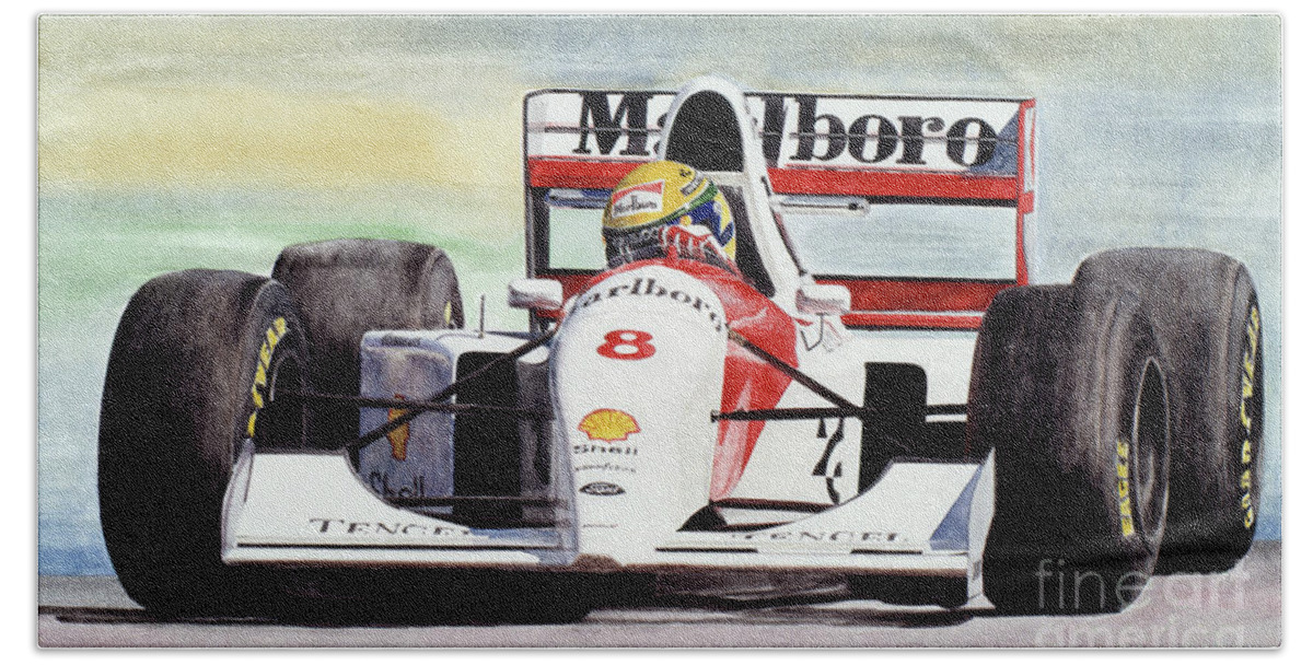 Ayrton Senna Beach Sheet featuring the painting Memories and Feelings by Oleg Konin