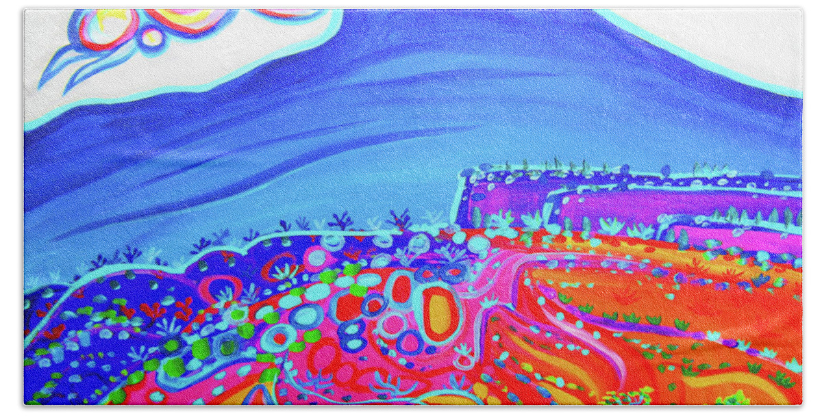 Pedernal Beach Towel featuring the painting Memories of Pedernal by Rachel Houseman