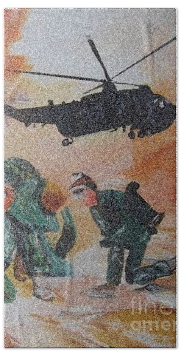 Acrylic Painting Beach Towel featuring the painting Men of War by Denise Morgan