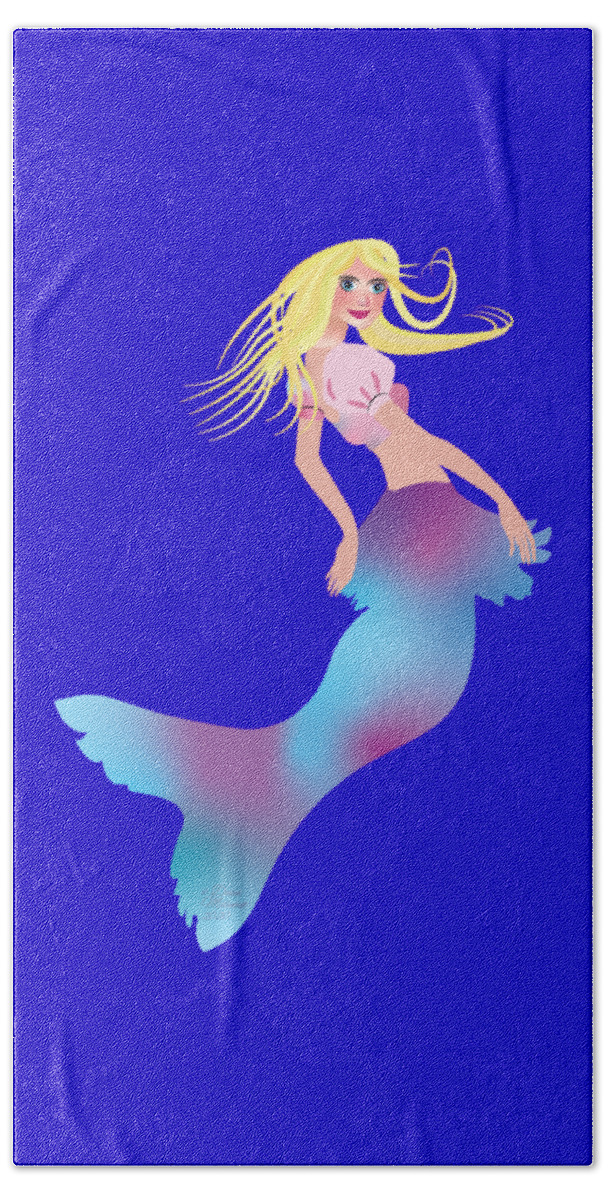  Mermaid Beach Towel featuring the digital art Mermaid, Sea, Ocean, by David Millenheft