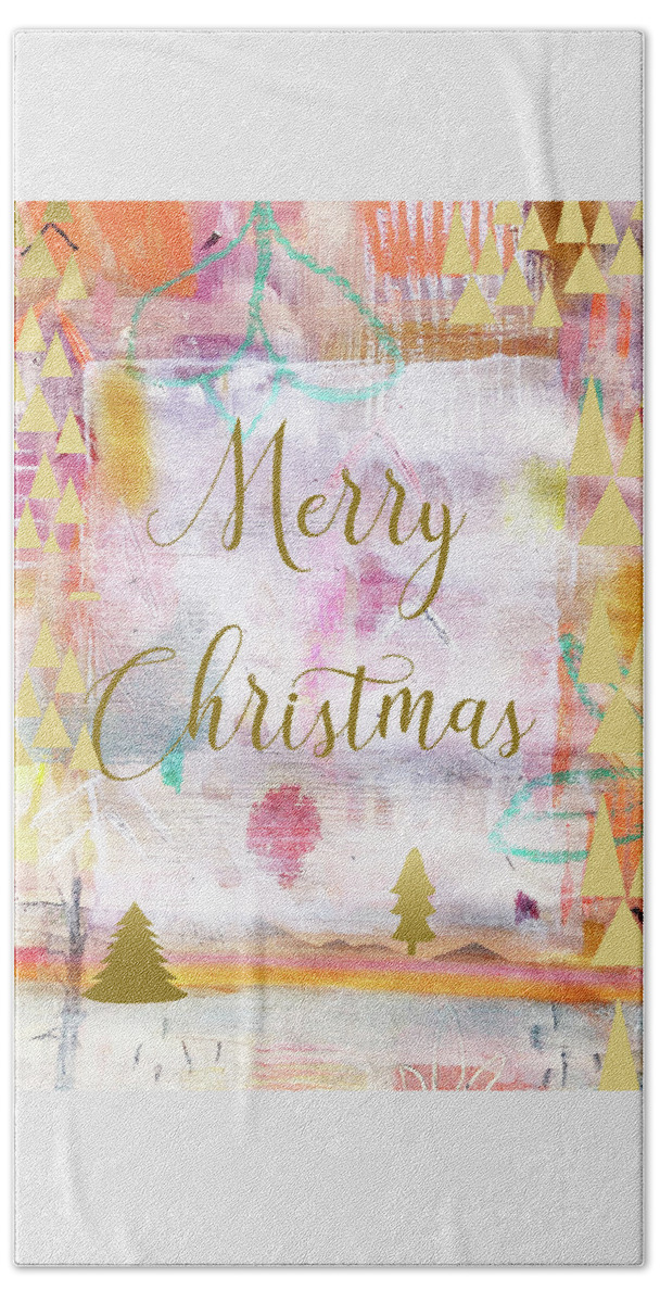 Merry Christmas Beach Towel featuring the mixed media Merry Christmas by Claudia Schoen