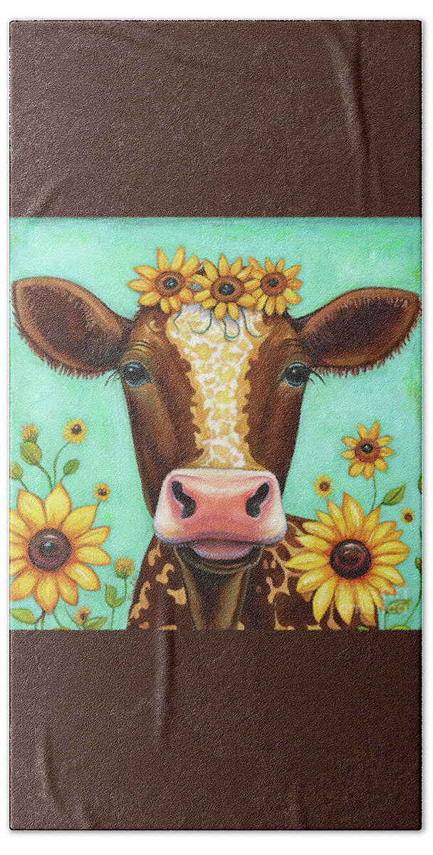 Cow Beach Towel featuring the painting Merry Mable by Tina LeCour