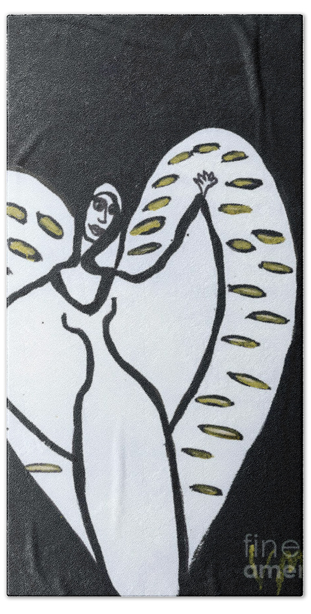 Metatron Beach Towel featuring the painting Metatron Angel by Victoria Mary Clarke
