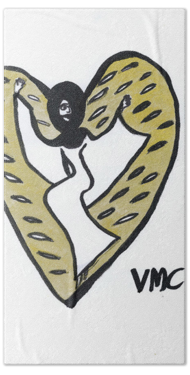 Angels Beach Towel featuring the painting Metatron Gold Winged Angel by Victoria Mary Clarke
