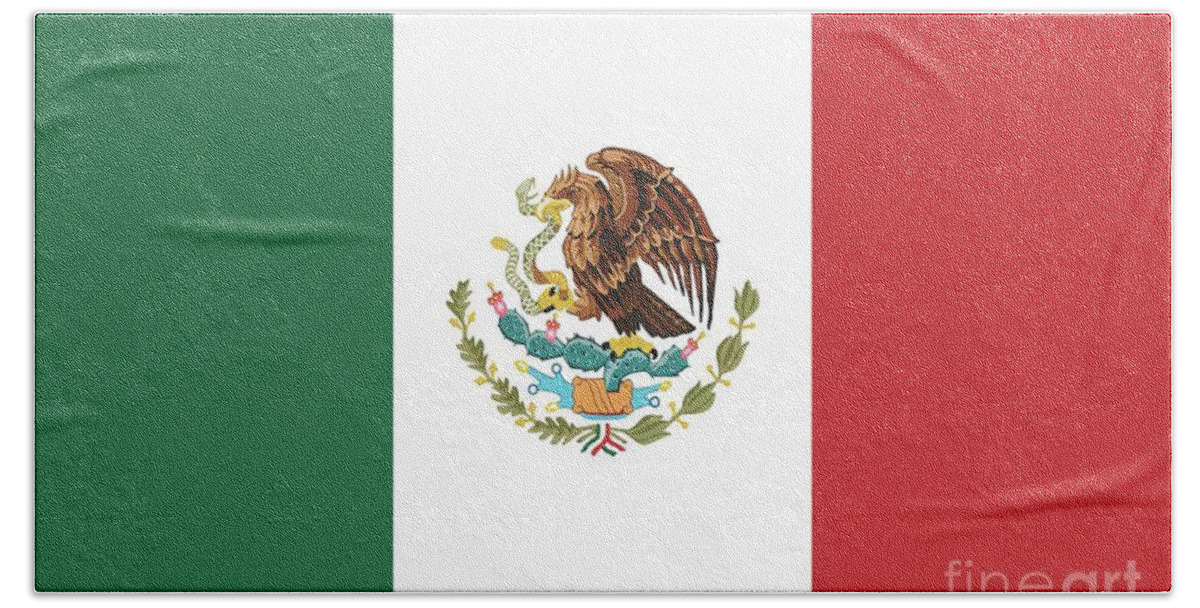 Mexico Beach Towel featuring the mixed media Mexican Mexico Flag by Venustiano Carranza
