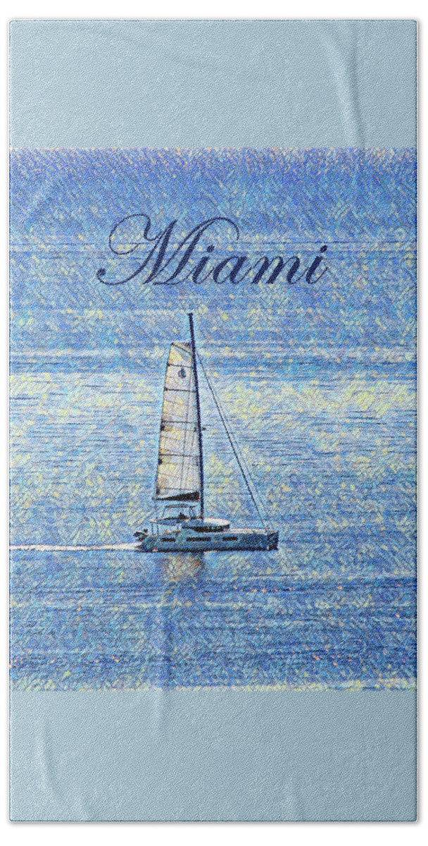 Miami Beach Sheet featuring the photograph Miami Morning Sailing by Corinne Carroll