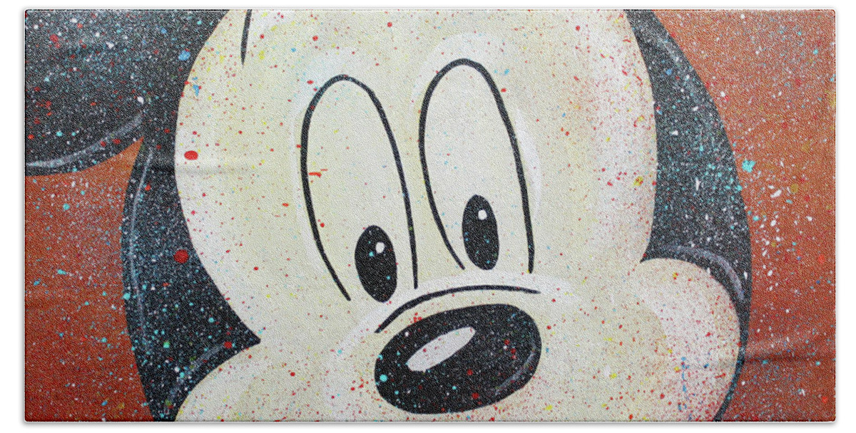 Mickey Mouse Beach Towel featuring the painting Mickey Mouse Hoo by Kathleen Artist PRO