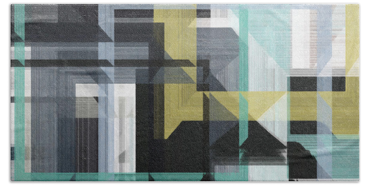 Abstract Beach Towel featuring the digital art Mid Century Matrix by David Hansen