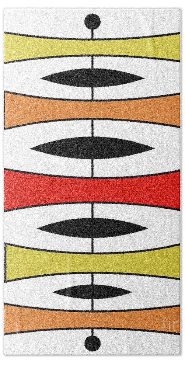 Mid Century Modern Beach Towel featuring the digital art Mid Century Modern Trapezoids in Warm Colors by Donna Mibus