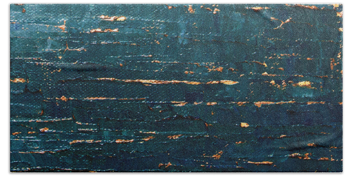 Ocean Beach Towel featuring the painting Midnight Water by Linda Bailey