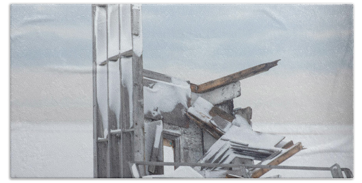 American Beach Towel featuring the photograph Military observation post ruins close up by Karen Foley