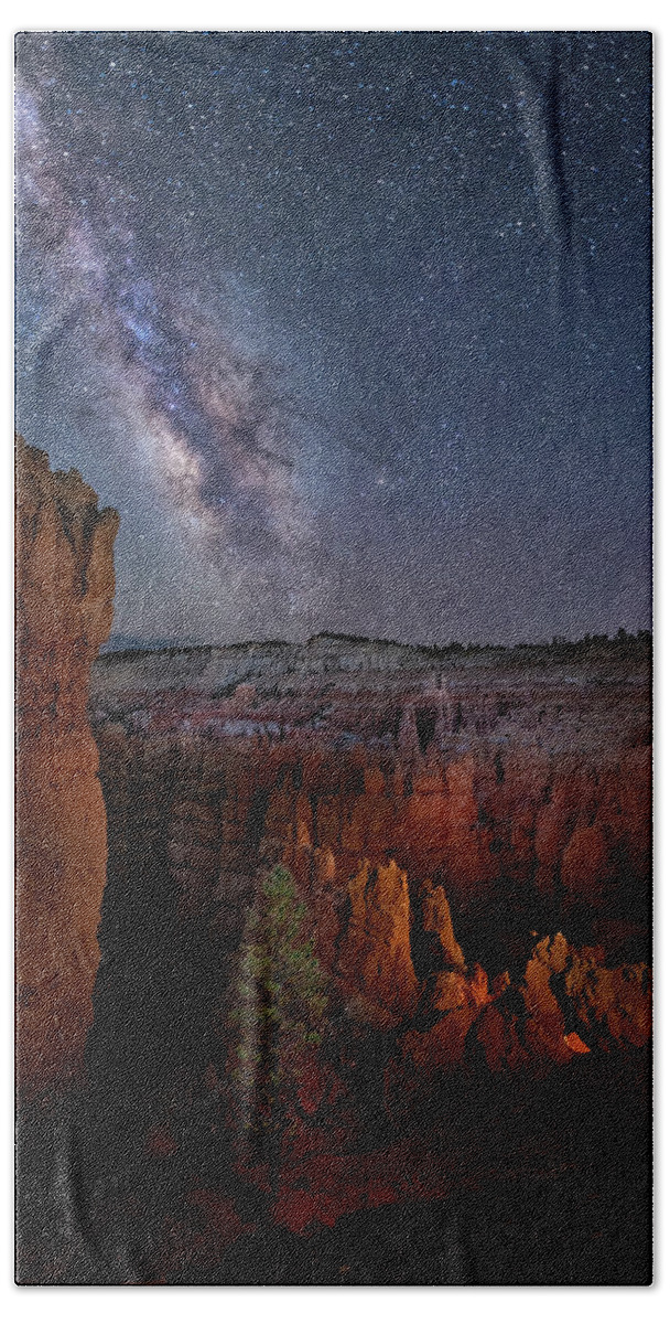 Bryce Beach Towel featuring the photograph Milky Way Over Bryce Canyon by Michael Ash