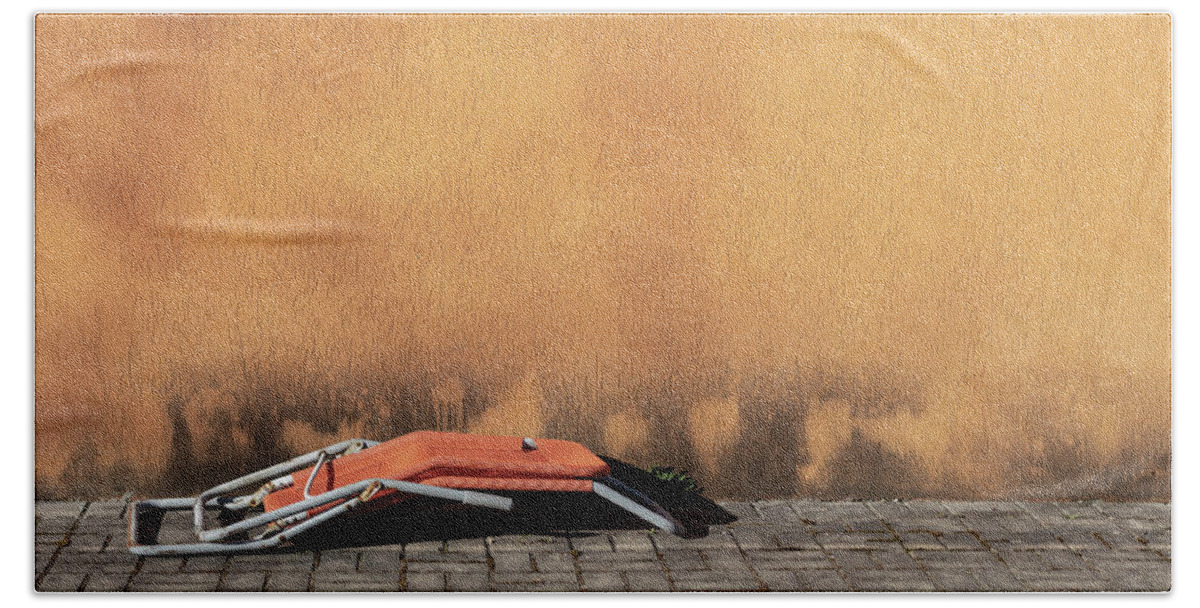 Minimal Beach Towel featuring the photograph Minimalist Orange Sunbed by Martin Vorel Minimalist Photography