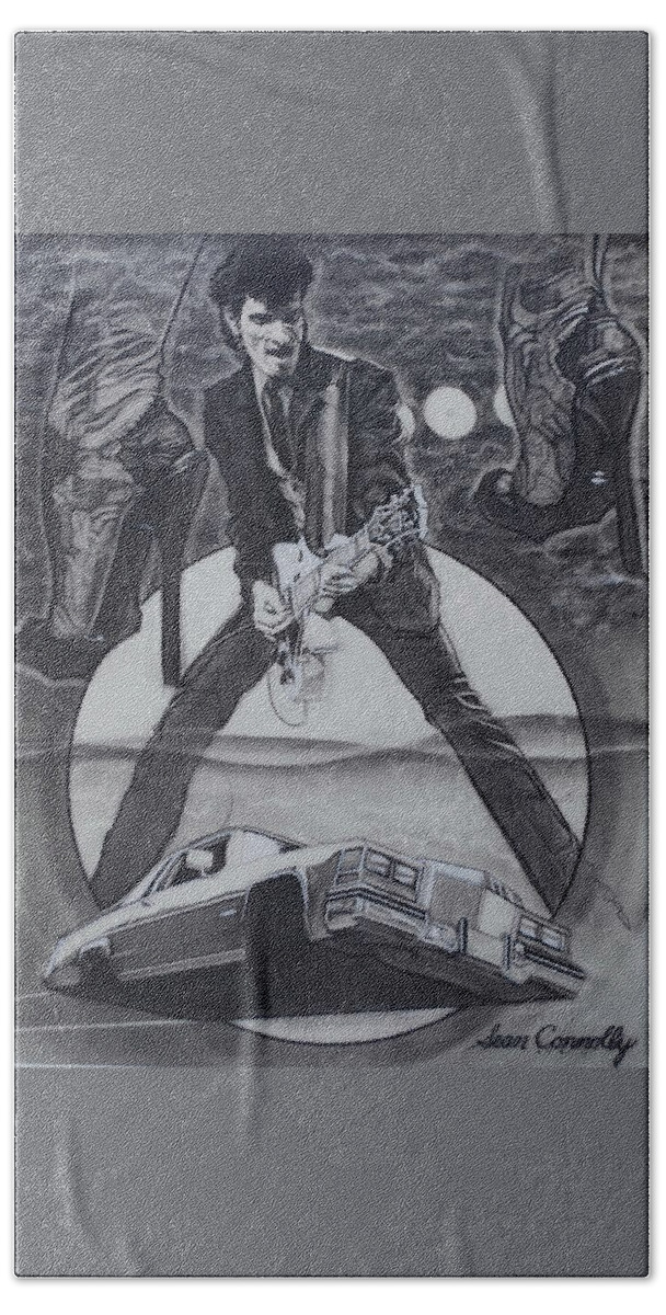 Charcoal Pencil Beach Towel featuring the drawing Mink DeVille by Sean Connolly