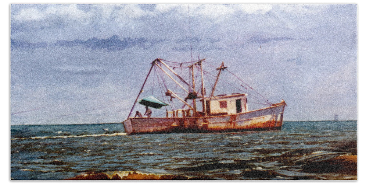 Shrimp Beach Sheet featuring the painting Miss Christy by Randy Welborn
