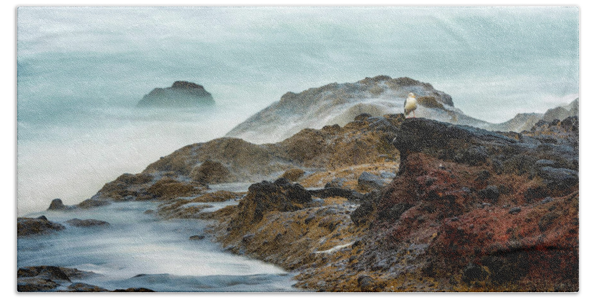 Cape Perpetua Beach Towel featuring the photograph Mist along the coast by Izet Kapetanovic