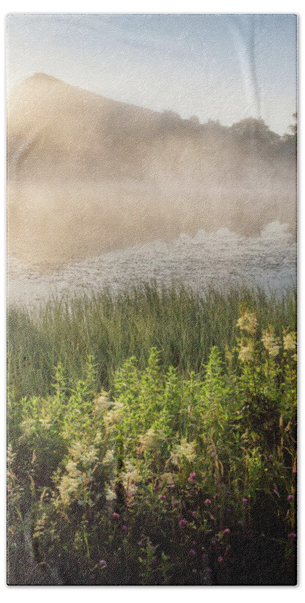Mist Beach Towel featuring the photograph Mist rising - Cawfield Quarry, Hadrians Wall by Anita Nicholson