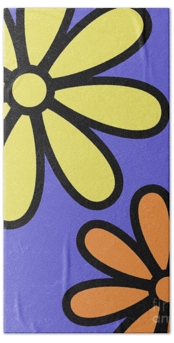 Mod Beach Towel featuring the digital art Mod Flowers 3 on Twilight by Donna Mibus