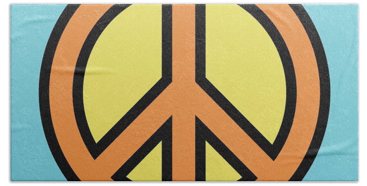 Mod Beach Towel featuring the digital art Mod Peace Sign in Blue by Donna Mibus