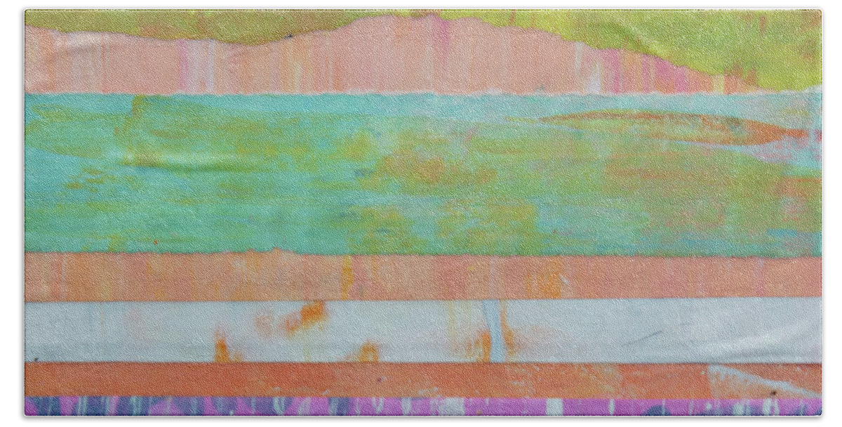 Mixed Media Beach Towel featuring the mixed media Moments in Time 5 by Julia Malakoff