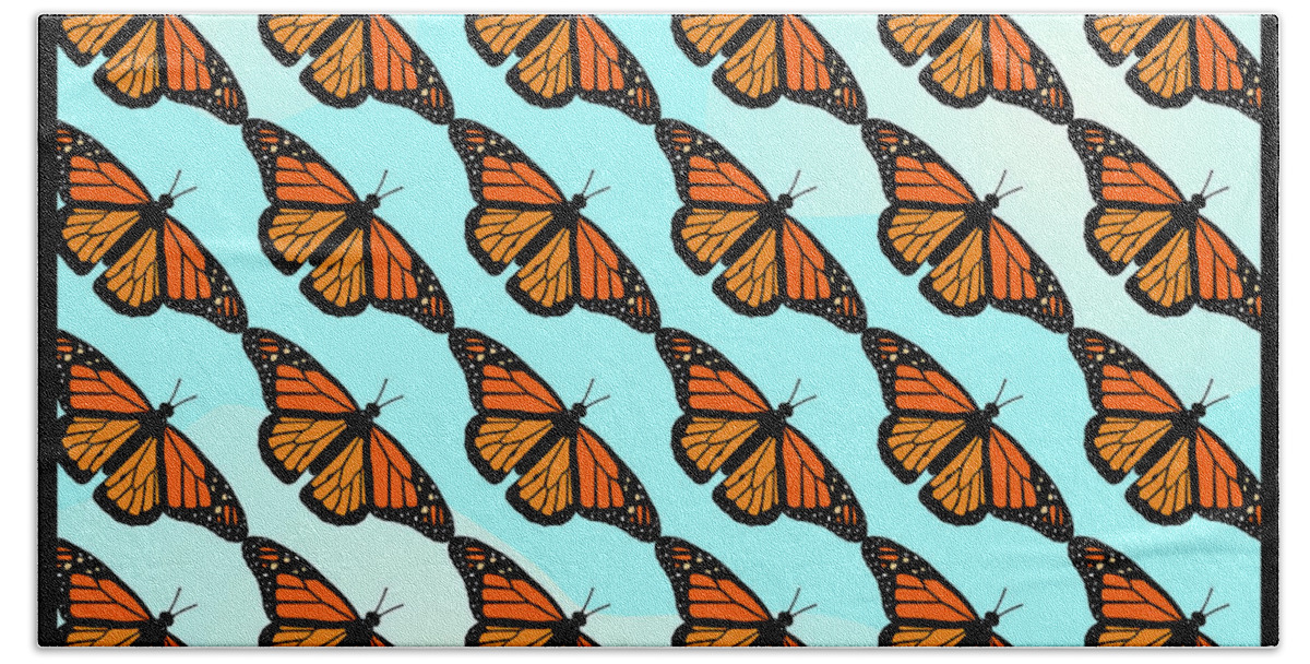 Monarch Beach Towel featuring the digital art Monarch Migration by Teresamarie Yawn