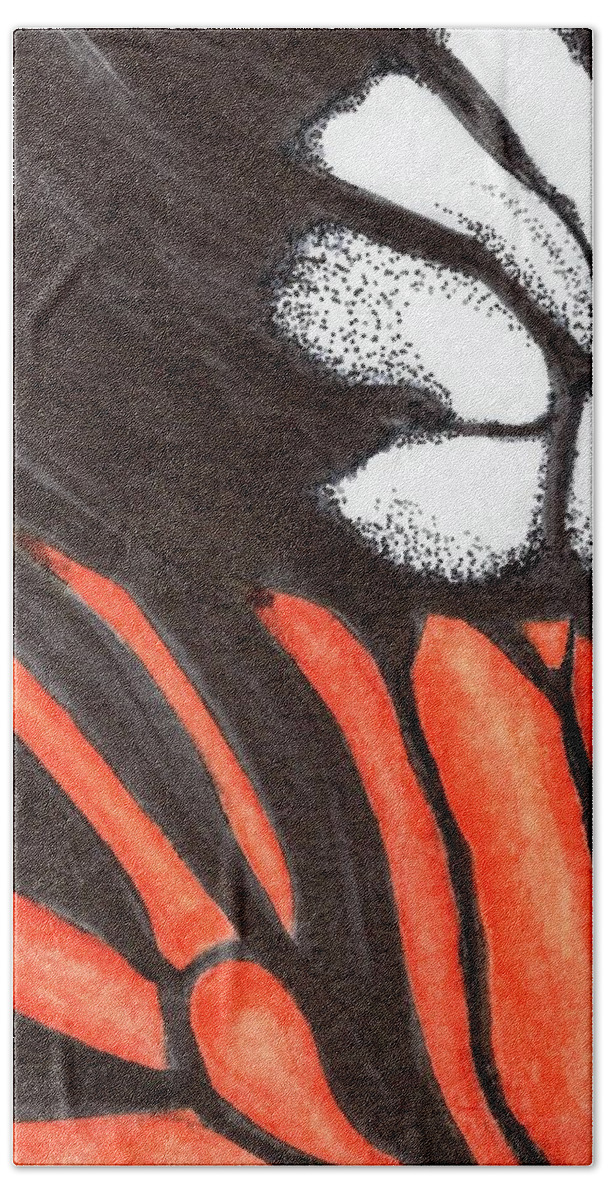 Red Beach Towel featuring the painting Monarch by Misty Morehead