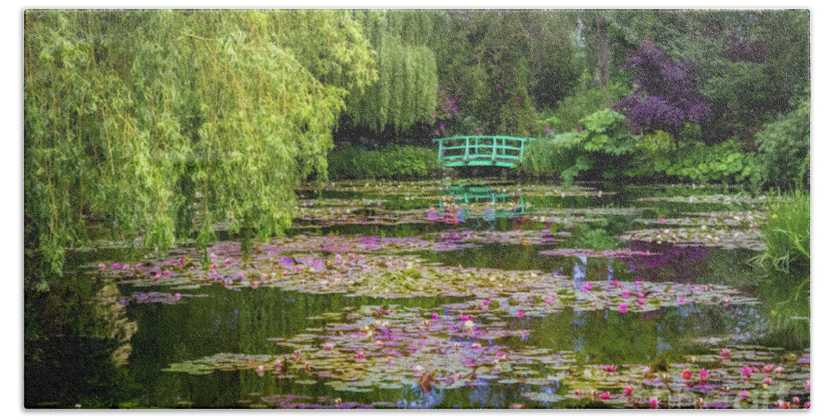 Claude Monet Beach Towel featuring the photograph Monet's Waterlily Pond, Giverny, France by Liesl Walsh