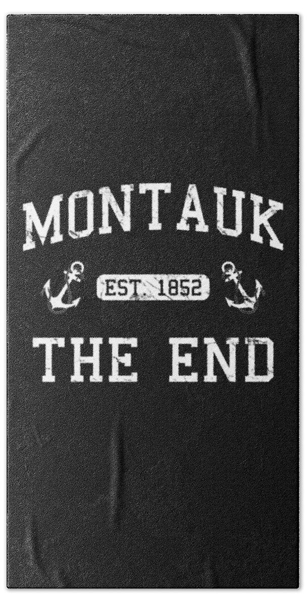 Funny Beach Towel featuring the digital art Montauk Established 1852 by Flippin Sweet Gear