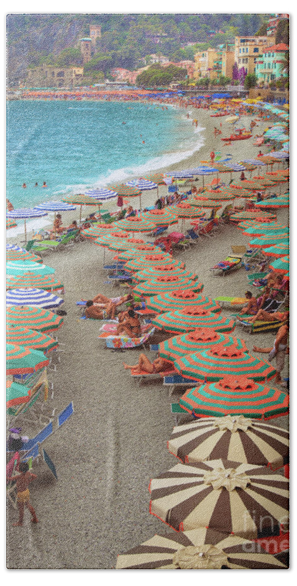 Cinque Beach Towel featuring the photograph Monterosso Beach by Inge Johnsson