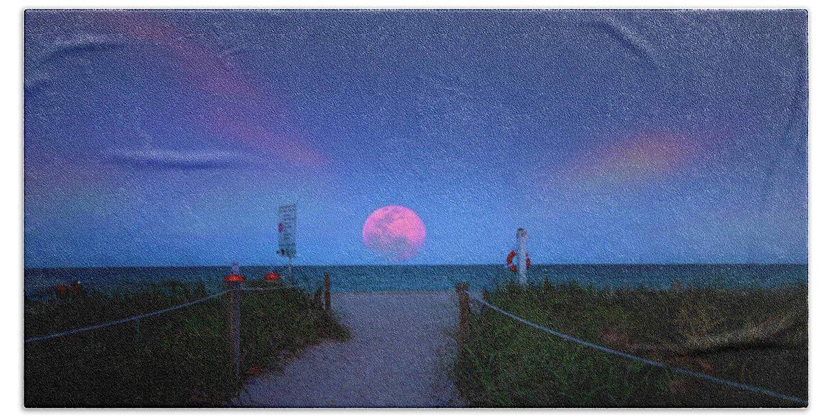 Moon Beach Towel featuring the photograph Moon Horizon by Mark Andrew Thomas