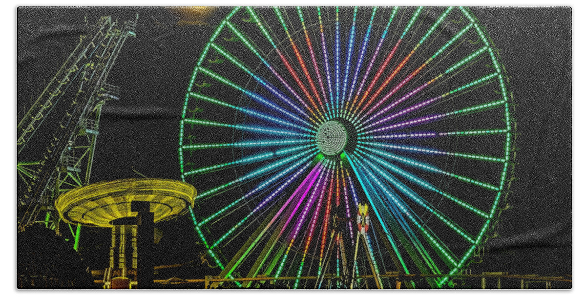Beach Beach Towel featuring the photograph Moon Over the Ferris Wheel by Nick Zelinsky Jr