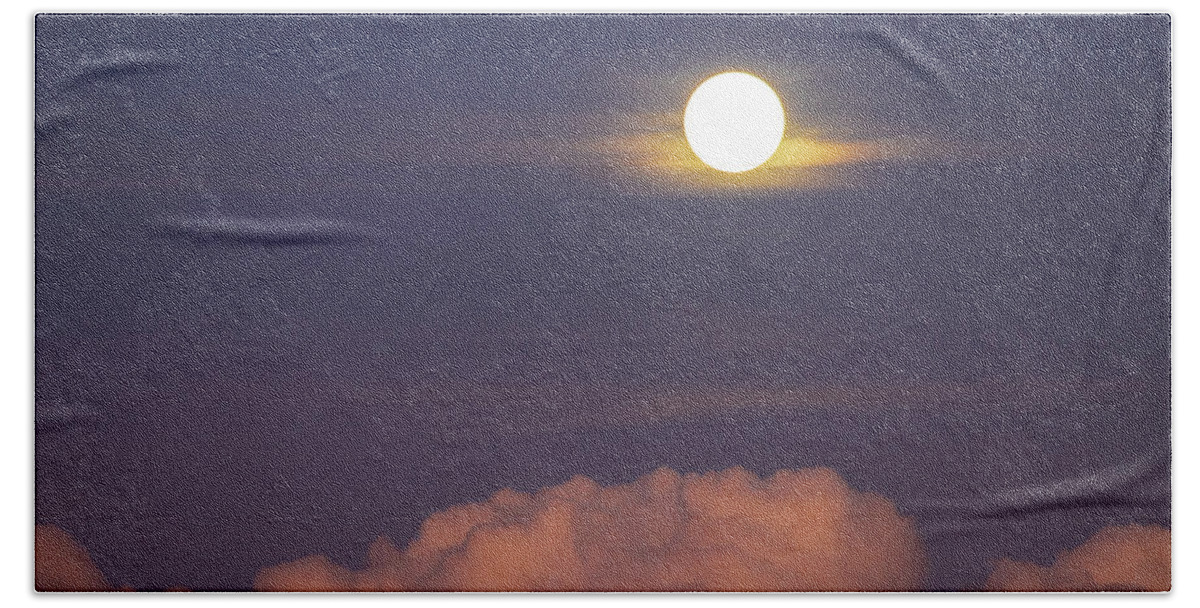 Moon Beach Towel featuring the photograph Moon Rise Over South Florida by Blair Damson