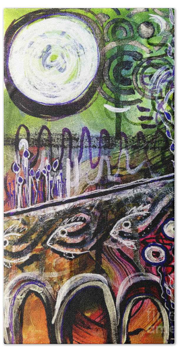 Moon Beach Sheet featuring the mixed media Moon Shine Bright Throughout The Night by Mimulux Patricia No