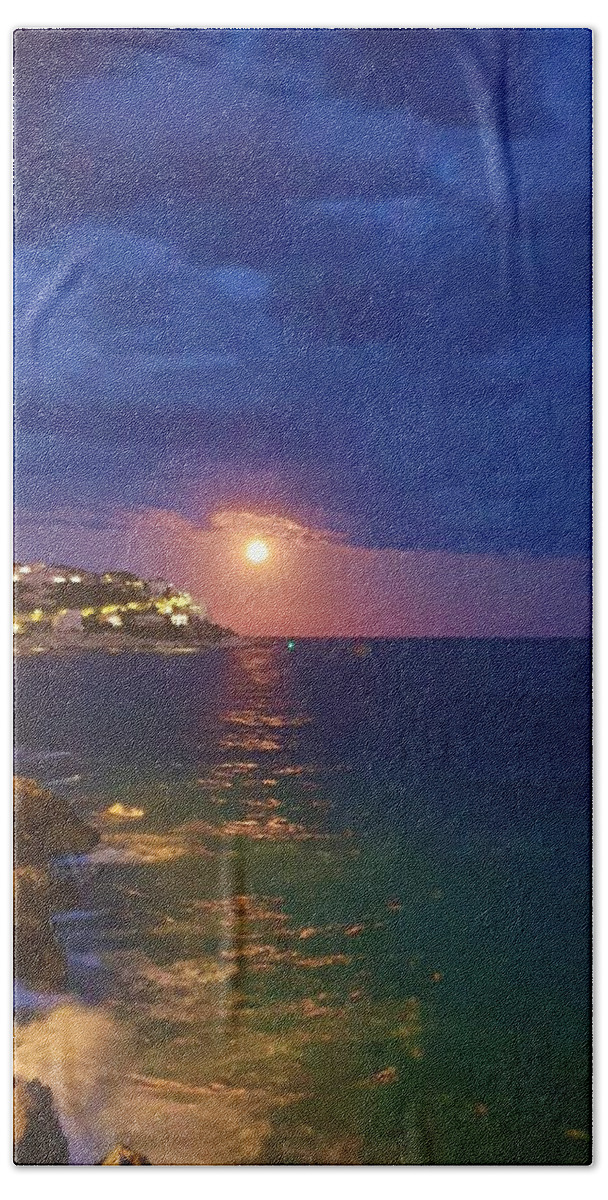 Moonrise Beach Towel featuring the photograph Moondance by Andrea Whitaker