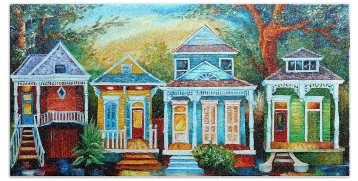 New Orleans Beach Towel featuring the painting Moonlight in the Big Easy by Diane Millsap