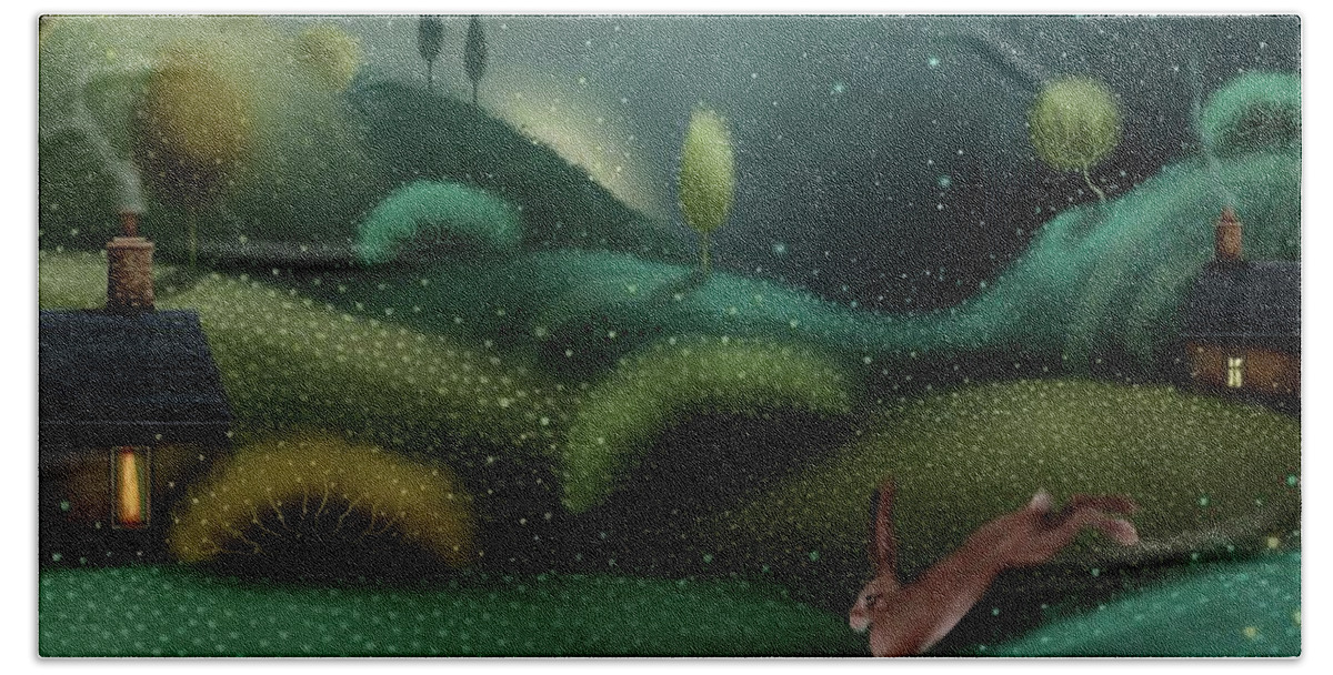 Landscape Art Beach Towel featuring the painting Moonlight Dash by Joe Gilronan