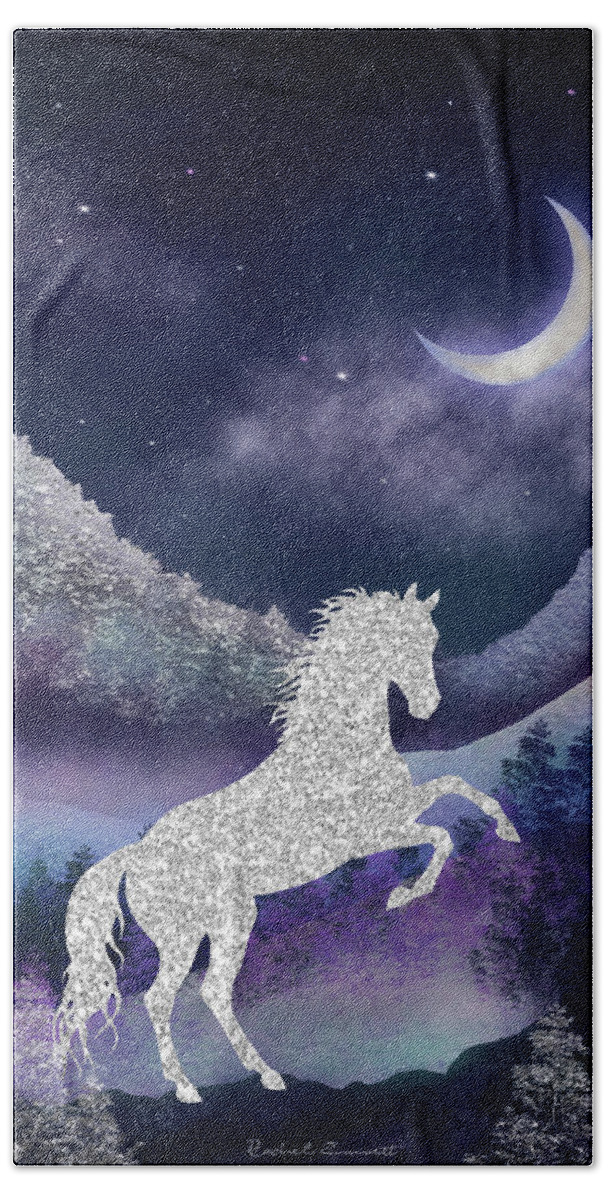 Horse Beach Towel featuring the painting Moonlit Wild Horse by Rachel Emmett