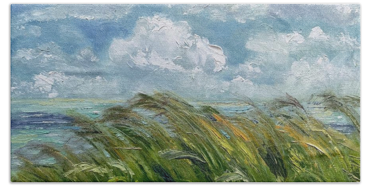 Plein Air Painting Beach Towel featuring the painting Morning Breeze by Melissa Torres